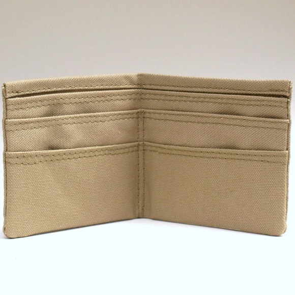 Wallet bifold army green canvas handmade - Picture 4 of 5